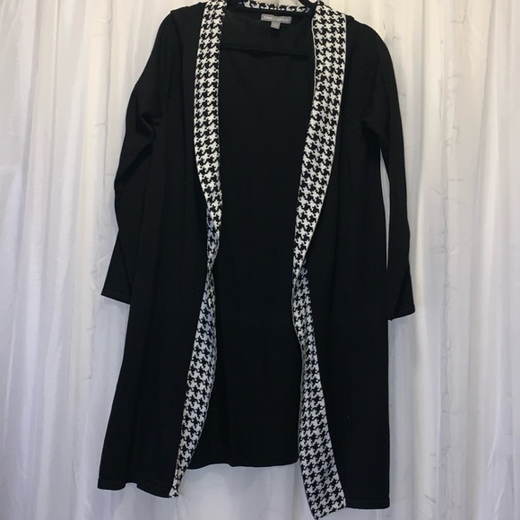 Jessica London Houndstooth Trim Open Cardigan - Picture 2 of 4